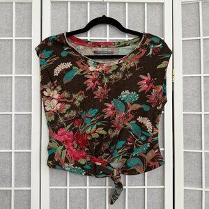 by Anthropologie Brown Floral Top - Size XS